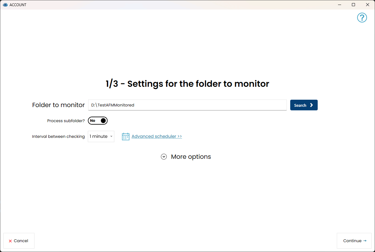 How it works, monitor folder Add folder account