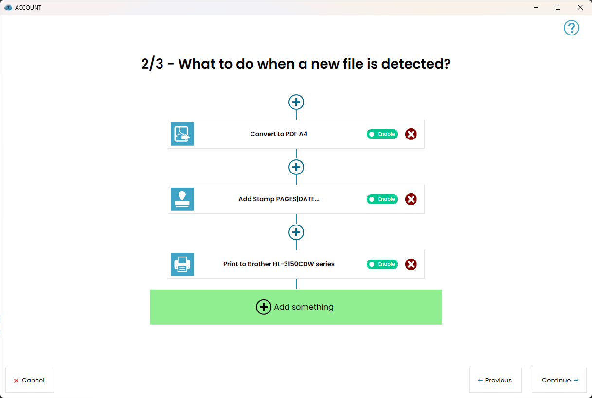 How it works, add scenario with actions to apply on files Create scenario with actions