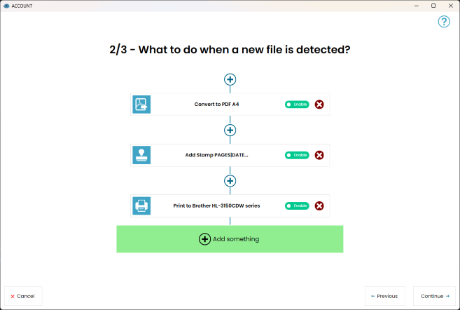 Create scenario with actions